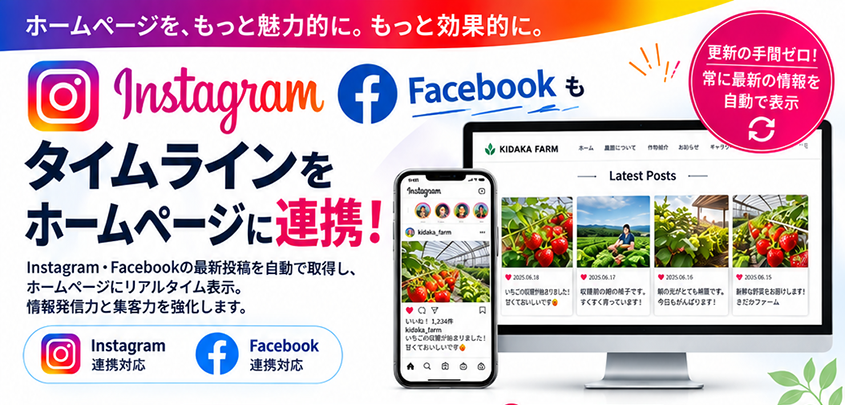 SNSのタイムラインをホームページに連携！常に最新の情報を自動で表示。