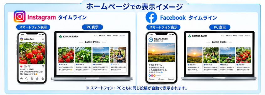 ホームページ上で表示されるタイムラインのイメージ